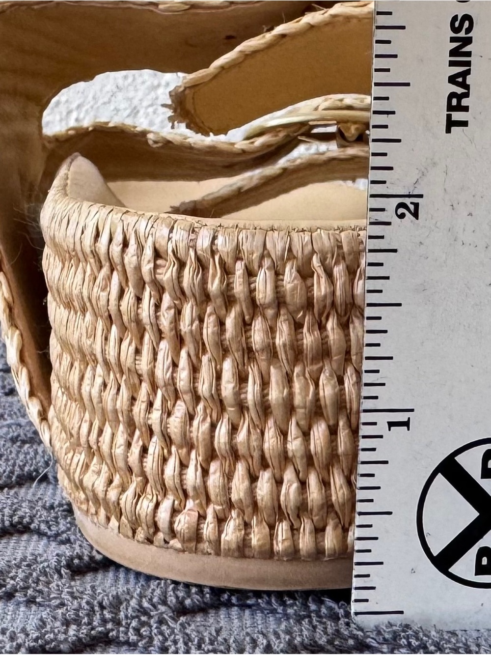 Loeffler Randall Theo Cotton-Blend Raffia Platform Two Straps Sandals Size 9.5 - Picture 7 of 10